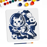 1Pc PET Hollow Out Drawing Painting Stencils, with 1Pc Art Paint Brushes, for DIY Scrapbook, Photo Album, Cat Shape, 300x300mm