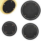3Pcs 3 Style Imitation Leather Bag Bottom, Flat Round, Black, 1pc/style