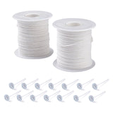 Eco-Friendly Candle Wick, 18-Ply, with Iron Candle Wick Base, White, Candle Wick: 2x0.5mm, about 61m/roll, 2rolls/set, Candle Wick Base: 12.5x4mm, 100pcs/set
