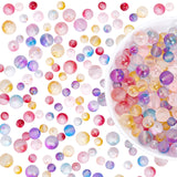325Pcs 5 Colors Frosted Spray Painted Glass Beads Strands, with Golden Foil, Round, Mixed Color, 6~11mm, Hole: 1.2~1.6mm