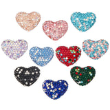 10Pcs 10 Color Heart Handmade Polymer Clay Rhinestone Beads, for Bubblegum Jewelry, Mixed Color, 24x19x13mm, Hole: 1.8mm, 1Pc/color