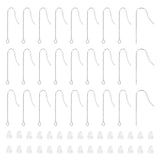 150Pcs 316 Surgical Stainless Steel Earring Hooks, with Vertical Loops & 200Pcs Plastic Ear Nuts, Stainless Steel Color, 28x3mm, Hole: 1.8mm, Pin: 0.7mm