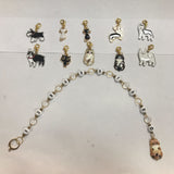 1 Set Acrylic Number Bead Knitting Row Counter Chains & Alloy Enamel Dog & Cat Charm Locking Stitch Markers, Mixed Color, Chain: 16cm, 1pc/set, Marker: 3.3~3.8cm, 10pcs/set