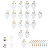 DIY Dangle Earring Making Kits, Including Diamond Glass Globe Beads, Plastic Bead Cap Pendant Bails, Brass Earring Hooks, Platinum & Golden, Globe Beads: 16~17x15mm, Hole: 2~3.5mm, 20pcs/box