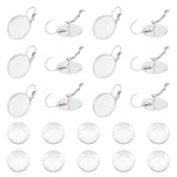 DIY Blank Dome Earrings Making Kit, Including 304 Stainless Steel Flat Round Leverback Earring Settings, Glass Cabochons, Stainless Steel Color, 60Pcs/box