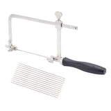 Alloy Steel Handle Saw Frame, with Plastic and Iron, for Wood Stone Jade Metal Cutting, Black, 17.5~30.5x12.5x2.7cm