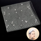 Polyester Mesh Tulle Fabric, with Small Ball Lace, for DIY Bride's Headdress and Veil, Dark Gray, 25x0.03~0.18cm