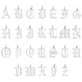 201 Stainless Steel Pendants, with Jump Ring, Old English, Alphabet, Laser Cut, Letter A~Z, 26pcs/box