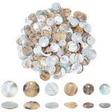 240Pcs 3 Styles Natural Akoya Shell Flat Round Charms, Mother of Pearl Shell Charms, BurlyWood, 10~15.5x0.7~2mm, Hole: 1.5mm, 80pcs/style