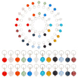 12 Sets Glass Pendants, with Platinum Tone Iron Finding and Jump Ring, Faceted, Round, Mixed Color, 10x4mm, Hole: 4.6mm, 24pcs/set, 288pcs/box