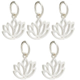 5Pcs 925 Sterling Silver Charms, with Jump Ring, with 925 Stamp, Hollow Lotus, Silver, 10.5x11x1mm, Hole: 4mm