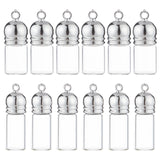 12Pcs 2 Style Glass Bottle Pendants, with Plastic Cap, Openable Perfume Bottle, Refillable Bottles, Clear, 29mm and 34.5mm, Hole: 2.5mm, 6pcs/style