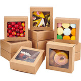 Square Foldable Creative Cardboard Box, Gift Box, with Window, BurlyWood, 14x14x5cm