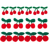 Crochet 14Pcs 3 Style 3D Cherry Ornament Accessories, Cotton Yarn Knitting Fruit, Red, 42.5~59x33~50x14~22mm