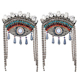 2Pcs Detachable Ethnic Style Evil Eye Appliques, Handmade Tassel Ornament Accessories, with Felt & Rhinestone, Colorful, 143mm