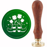 Brass Wax Seal Stamp with Handle, for DIY Scrapbooking, Saint Patrick's Day Themed Pattern, 3.5x1.18 inch(8.9x3cm)