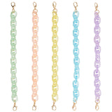 5Pcs 5 Colors Transparent Acrylic Cable Chain Bag Straps, with Alloy Swivel Clasps, for Bag Replacement Accessories, Mixed Color, 29.5cm, 1pc/color