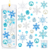 Winter Theme Imitation Pearl Vase Fillers for Centerpiece Floating Candles, Including Plastic Round & Polymer Clay Snowflake Beads, Acrylic Connector Charms & Chips Beads, Blue