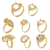 5Pcs 5 Style Brass Cubic Zirconia Adjustable Ring Components, 4 Claw Prong Ring Settings, Long-Lasting Plated, Cadmium Free & Lead Free, Mixed Shape, Golden, 2.5~3mm, Inner Diameter: 17.1~18.5mm, Tray Inner Size: 10x8mm & 8.5mm & 10x6mm, 1pc/style