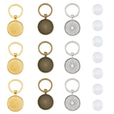 DIY Blank Dome Keychain Making Kit, Including Tibetan Style Alloy Pendant Cabochon Settings, Iron Split Key Rings, Glass Cabochons, Mixed Color, 36pcs/set