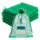 Organza Jewellery Storage Pouches, Wedding Favour Party Mesh Drawstring Gift Bags, Rectangle, Green, 18x13cm, 100pcs/box