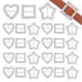 60Pcs 3 Style Alloy Crystal Rhinestone Shoe Decoration, Tri Glide Slide Buckles, Star/Square/Heart, Silver, 16~20.5x16~21.5x2~2.5mm, Hole: 8~11x2~5.5mm, 20pcs/style