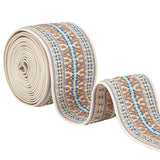 2.5 Yards Ethnic Style Polyester Jacquard Elastic Band, Garment Accessories, Flat with Stirpe Pattern, Cornsilk, 2 inch(50mm)
