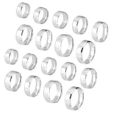 18Pcs 9 Size 201 Stainless Steel Plain Band Ring for Men Women, Matte Stainless Steel Color, Inner Diameter: US Size 4 1/2~14(15.2~23mm), 2Pcs/size