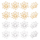 50Pcs 2 Colors Brass Bead Caps, Multi-Petal Flower, Golden & Silver, 14x12.5x3.5mm, Hole: 1.5mm, 25pcs/color