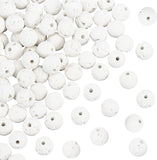 4 Strands Natural Lava Rock Round Beads Strands, Round, White, 8mm, Hole: 1mm, about 49pcs/strand, 15.15 inch(38.5cm)