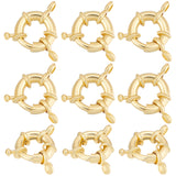 10Pcs Rack Plating Brass Spring Clasps, Real 18K Gold Plated, 13x5mm, Hole: 2mm