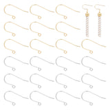 100Pcs 2 Colors 304 Stainless Steel Earring Hooks, Ear Wire with Horizontal Loop, Golden & Stainless Steel Color, 27.5x16.5x0.8mm, Hole: 1.8mm, 21 Gauge, Pin: 0.7mm, 50pcs/color