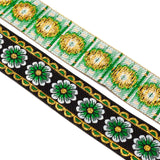Ethnic Embroidery Polyester Ribbons, Jacquard Ribbon, with Metallic Thread, Flower Pattern, Colorful, 1-1/4 inch(33mm), about 10.94 Yards(10m)/Bundle