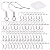 100Pairs Brass Earring Hooks, with Horizontal Loop, Ear Wire, Long-Lasting Plated, Real Platinum Plated, 16.7mm, Hole: 2.2mm, 22 Gauge, Pin: 0.6mm