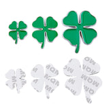 3 Sets 3 Styles Zinc Alloy Car Stickers, Clover Car Decals for Vehicle Decoration, Green, 40~74x33~60x1.3~3mm, 1 set/style