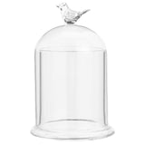 Clear Glass Dome Cover, Decorative Display Case, Cloche Bell Jar Terrarium with Glass Base, Bird, Cover: 90x150mm, Jar: 80~100x100mm