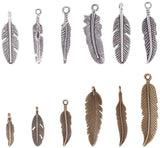 Tibetan Style Alloy Pendants, Feather, Mixed Color, 7.4x7.2x1.7cm