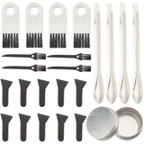22Pcs Grinding Smoke Tools, Including Stainless Steel Spoon, Plastic Brush & Pollen Scrapers, Black, 83x13.8x4mm, 22pcs/bag