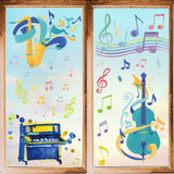 8 Sheets 8 Styles PVC Waterproof Wall Stickers, Self-Adhesive Decals, for Window or Stairway Home Decoration, Musical Instruments, 200x145mm, 1 sheet/style