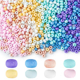 800Pcs 8 Colors Handmade Frosted Porcelain Beads, Flat Round, Mixed Color, 4x3mm, Hole: 0.8mm, 100pcs/color