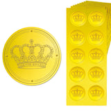 15 Sheets Gold Foil Paper Picture Stickers, Round Dot Decorative Stickers, Crown, 195x80x10mm, Sticker: 35mm in diameter, about 10pcs/sheet