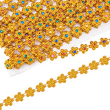 Ethnic Style Plastic Beaded Trim Garland Strand, with Colorful Acrylic Rhinestone, for Decorating Garment Accessories, Gold, 1/2x1/8 inch(14x4mm), about 9.84 Yards(9m)/Card