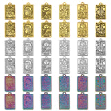 36Pcs 18 Style Zinc Alloy Pendants, Rectangle with Tarot Charm, Mixed Color, 23.3~23.5x14~14.5x1.5mm, Hole: 1.8mm, 2pcs/style