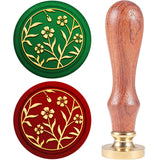 Wax Seal Stamp Set, Sealing Wax Stamp Solid Brass Head,  Wood Handle Retro Brass Stamp Kit Removable, for Envelopes Invitations, Gift Card, Flower Pattern, 83x22mm