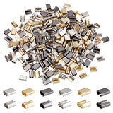 180Pcs 6 Style Iron Ribbon Crimp Ends, Rectangle, Mixed Color, 12x9x5mm, 12x10x5mm, 30Pcs/style