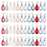 48Pcs 12 Color Transparent Glass Charms, with Iron Open Jump Rings and Copper Wire, Mixed Color, 18x7.5x6mm, Hole: 3.6mm, 4Pcs/color