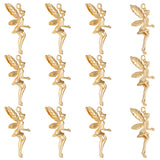 14Pcs Brass Pendants, Flying Elf, Real 18K Gold Plated, 26x13x4.5mm, Hole: 1.4mm