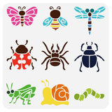 PET Hollow Out Drawing Painting Stencils, for DIY Scrapbook, Photo Album, Insects, 30x30cm