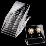 4-Hole Acrylic Slant Back Earring Display Stands, L-Shaped Earring Organizer Holder, Rectangle, Clear, 3.45x2.55x3.2cm, Hole: 2mm