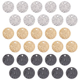 Vacuum Plating 304 Stainless Steel Charms, Textured, Laser Cut, Flat Round, Mixed Color, 12x1mm, Hole: 1.4mm, 30pcs/box